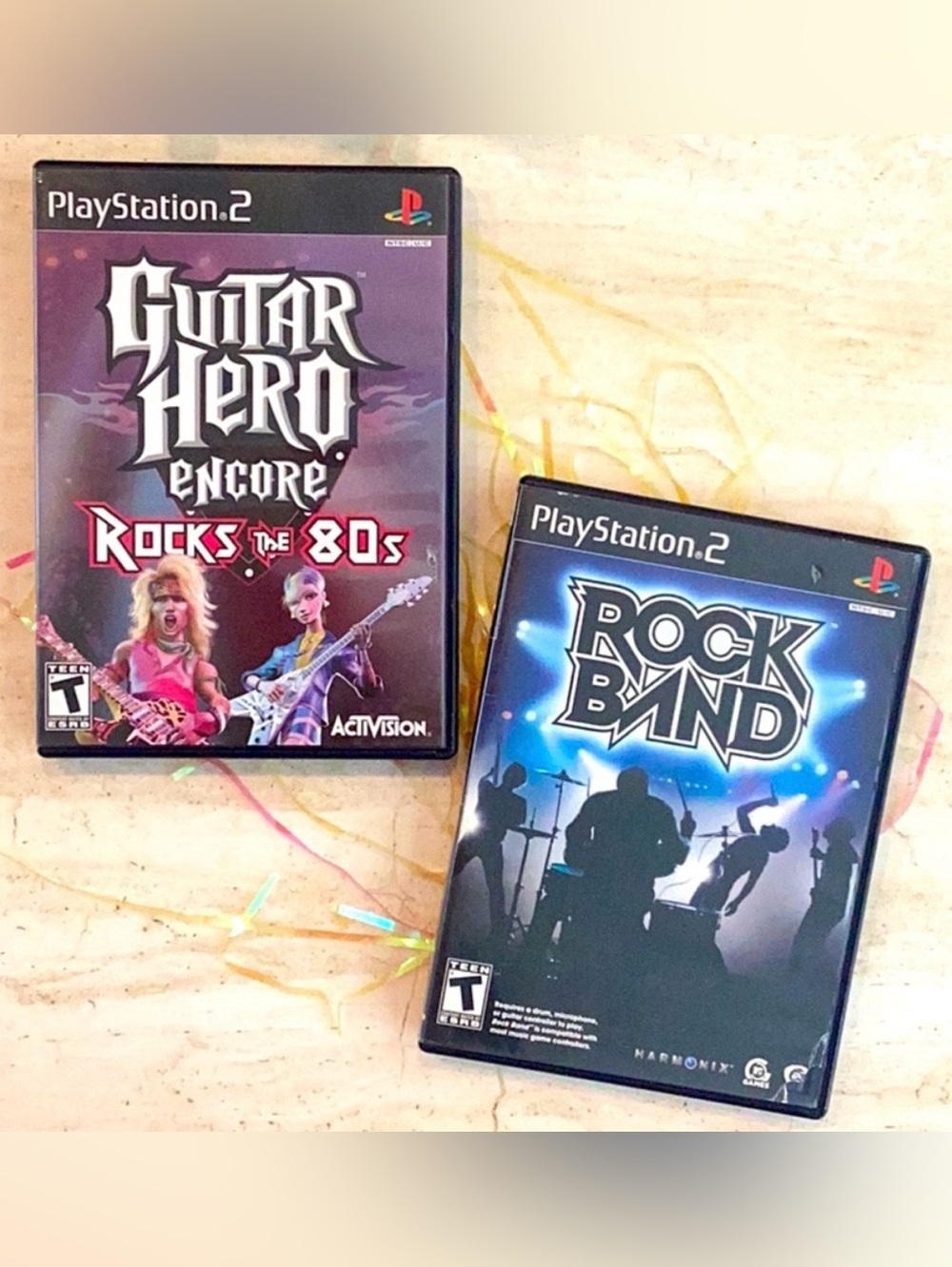 Guitar Hero Encore Rocks 89s PlayStation 2 Game & Rock Band PS2 Lot of 2 Games
